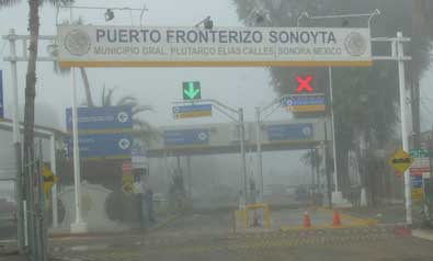 Entering Mexico on a foggy morning