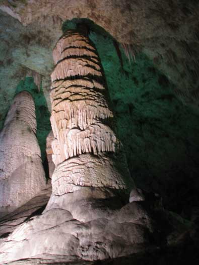 Many stalagmites and stalactites