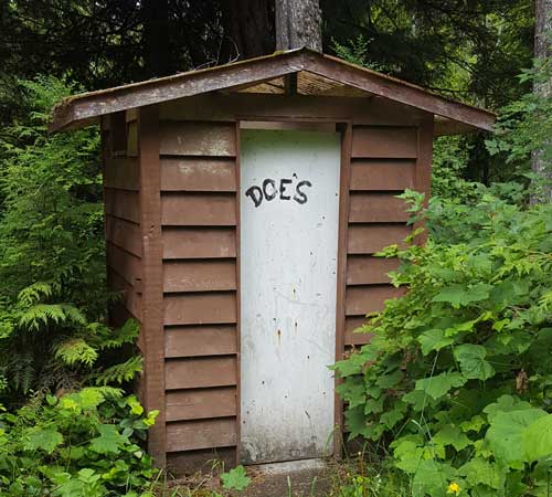 Rough pit toilets at Ida lake