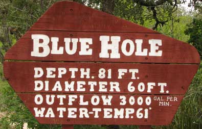 The Blue Hole, a sink hole filled with spring water