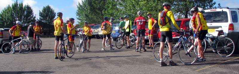 The SOBs are grouping into three ride groups for today's ride