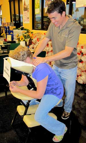 Gwen gets a free massage at Sunflower Market