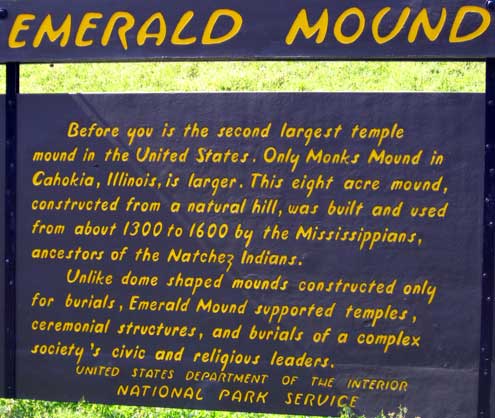 Details of the Emerald Mound Mississippi