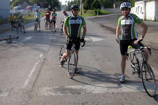 Our small group of ten riders with the Bowling Green League of Cyclists, click the photo to see another view