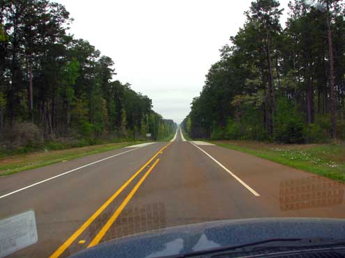 Texas on a two lane road rather than multi-lane Interstate