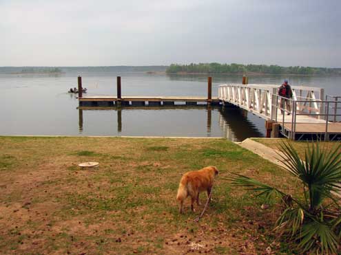 The dock at Conroe Lake only 1/4 mile from our campsite