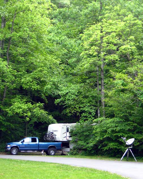 Our campsite in the Smokemont Campground, Great Smokey Mountains National Park