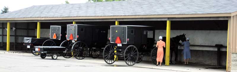 The Amish park at Wal-Mart ... a garage built especially for them