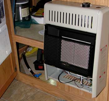 Heater is connected to the cabinet wall