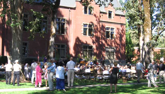 The outdoor graduation ceremony