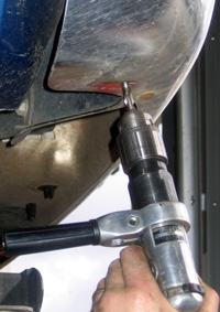 Hole drilled in bumper to mount the schrader valve