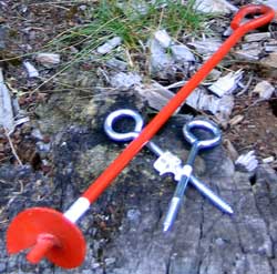 I purchased eye lag  bolts for the stump and an eye auger for future installations