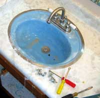 Old blue sinks must be removed