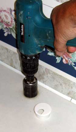 Drilling through the countertop for wire access